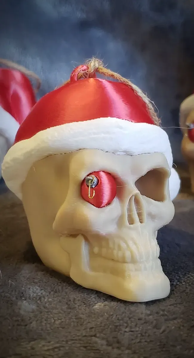 Santa Skull with Ornament Eye By Pretzel Prints