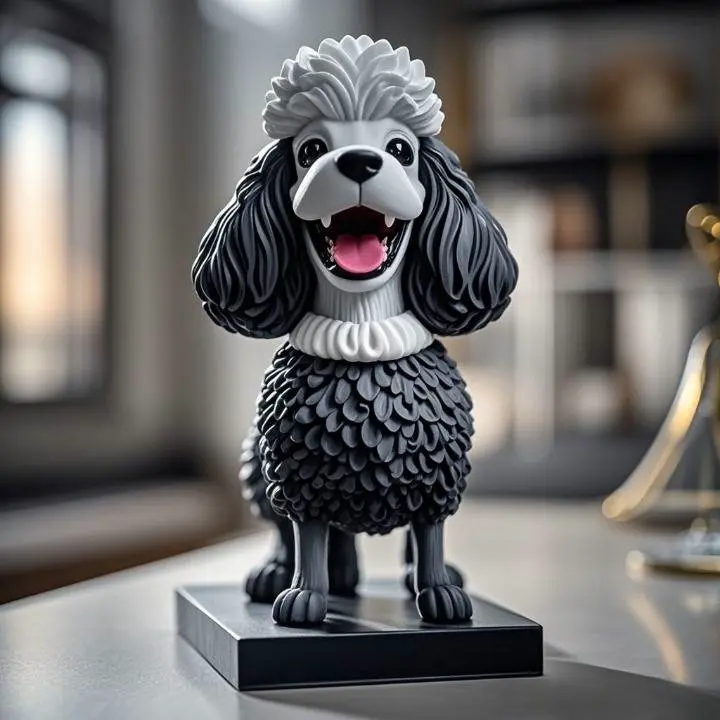 3563  Laughing Poodle Totem  Full-Body Color 3D Model  STL
