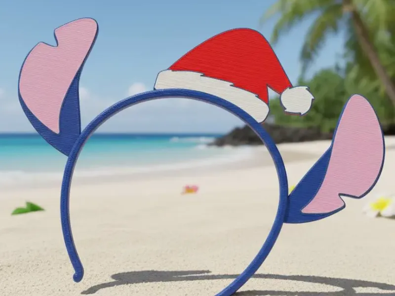 Stitch Headband with Santa's Hat