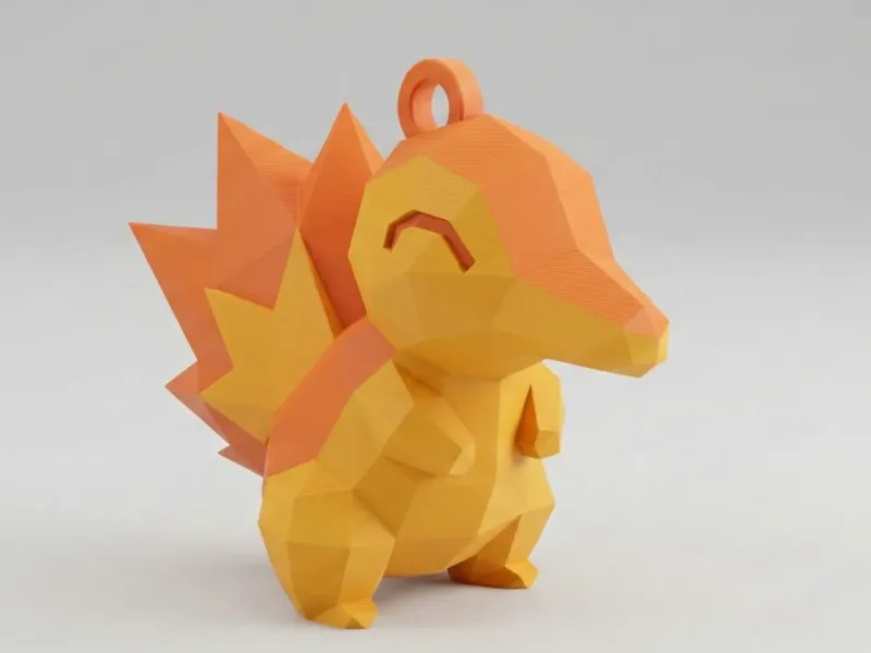 Low Poly Cyndaquil Keychain | #14
