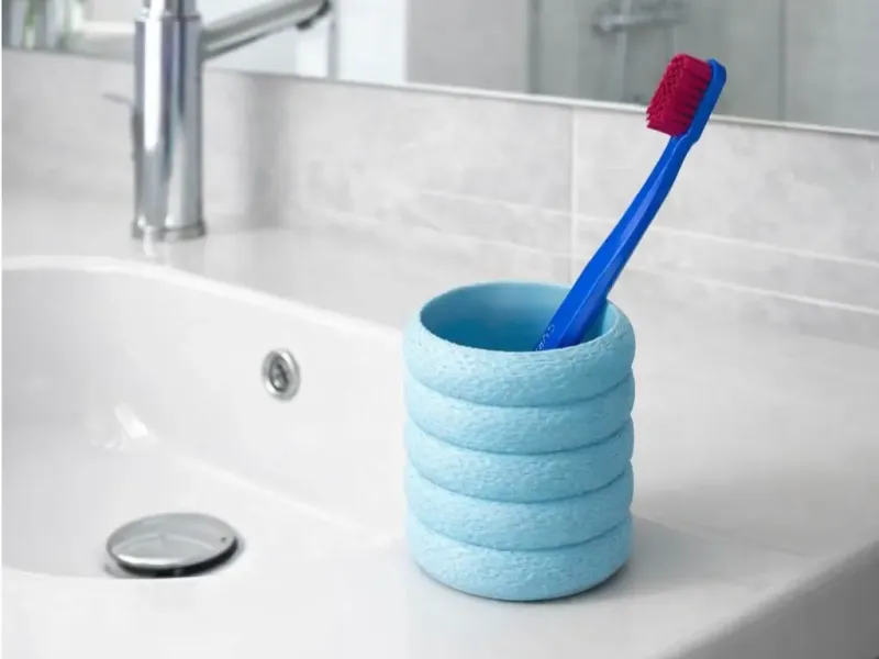 Gobelet porte-brosse à dents en forme de beignet à texture duveteuse