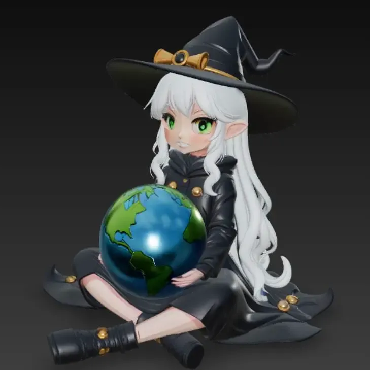 Witch with planet Earth