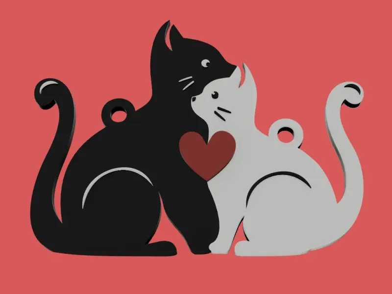 LLAVERO DE PAREJA DE GATITO/KEYCHAIN SAN VALENTIN MULTICOLOR