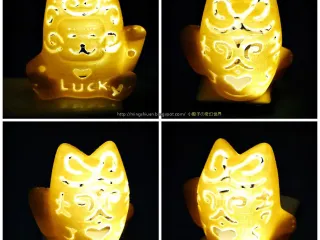 Lucky Cat Lamps carved