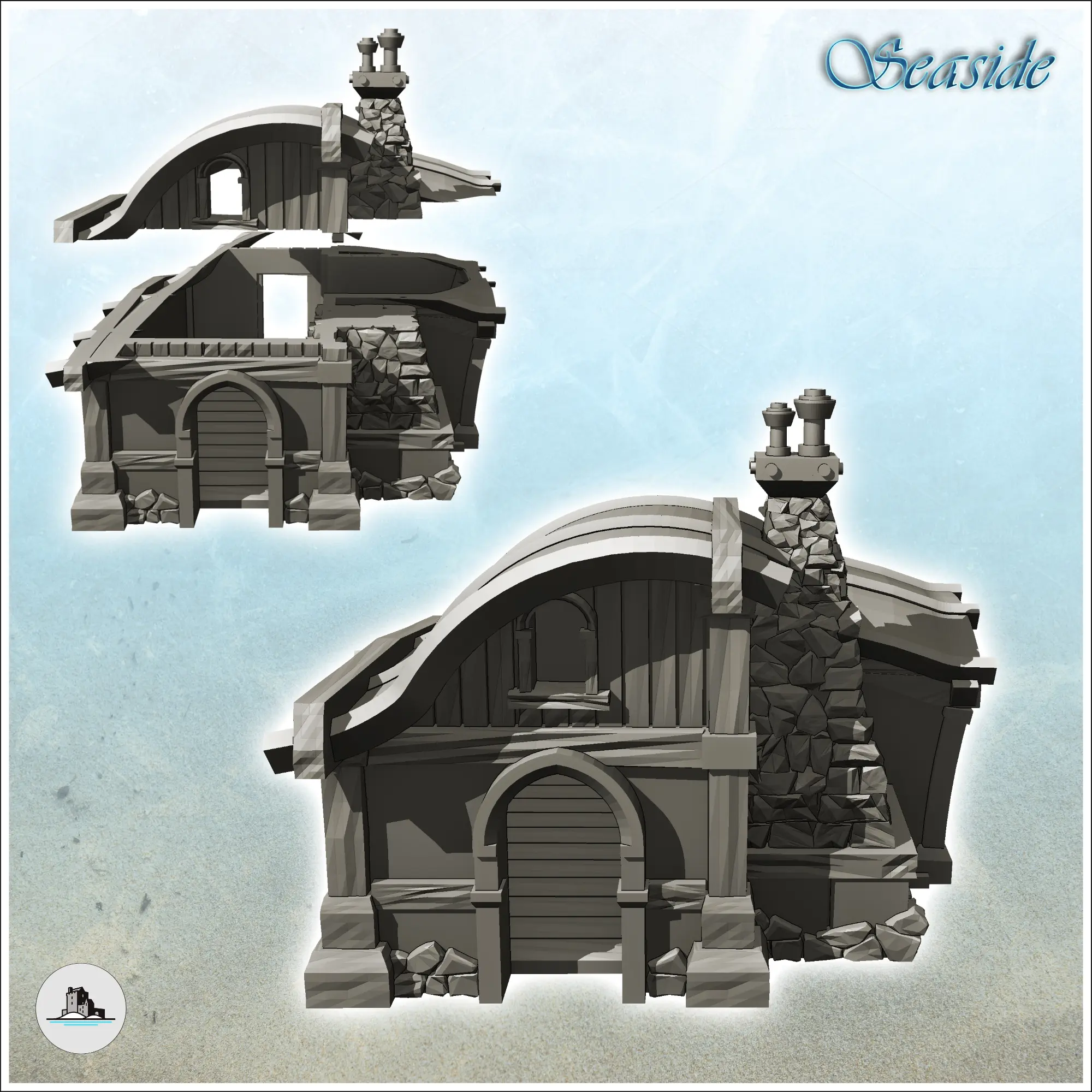 Medieval forge with stone fireplace and annex (1) - miniatur