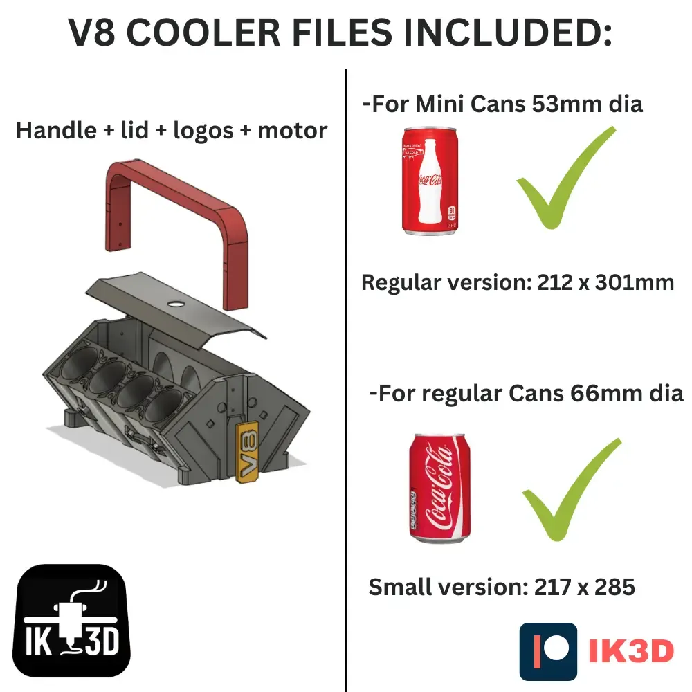 V8 CAN COOLER FOR REGULAR AND MINI CANS / FITS MOST PRINTERS