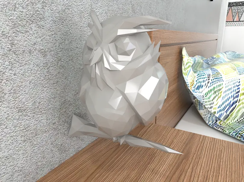 Owl on Branch Wall Lowpoly