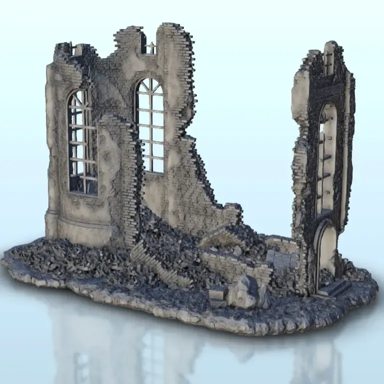 Vestigio de la capilla devastada 2 - WW2 Terrain scenery diaroma