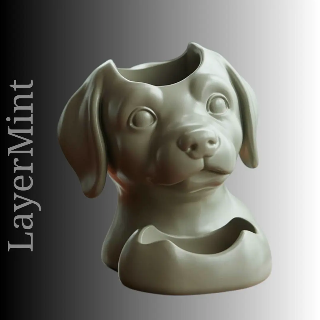 Dog Bust Pen Holder | Puppy Desk Organizer STL