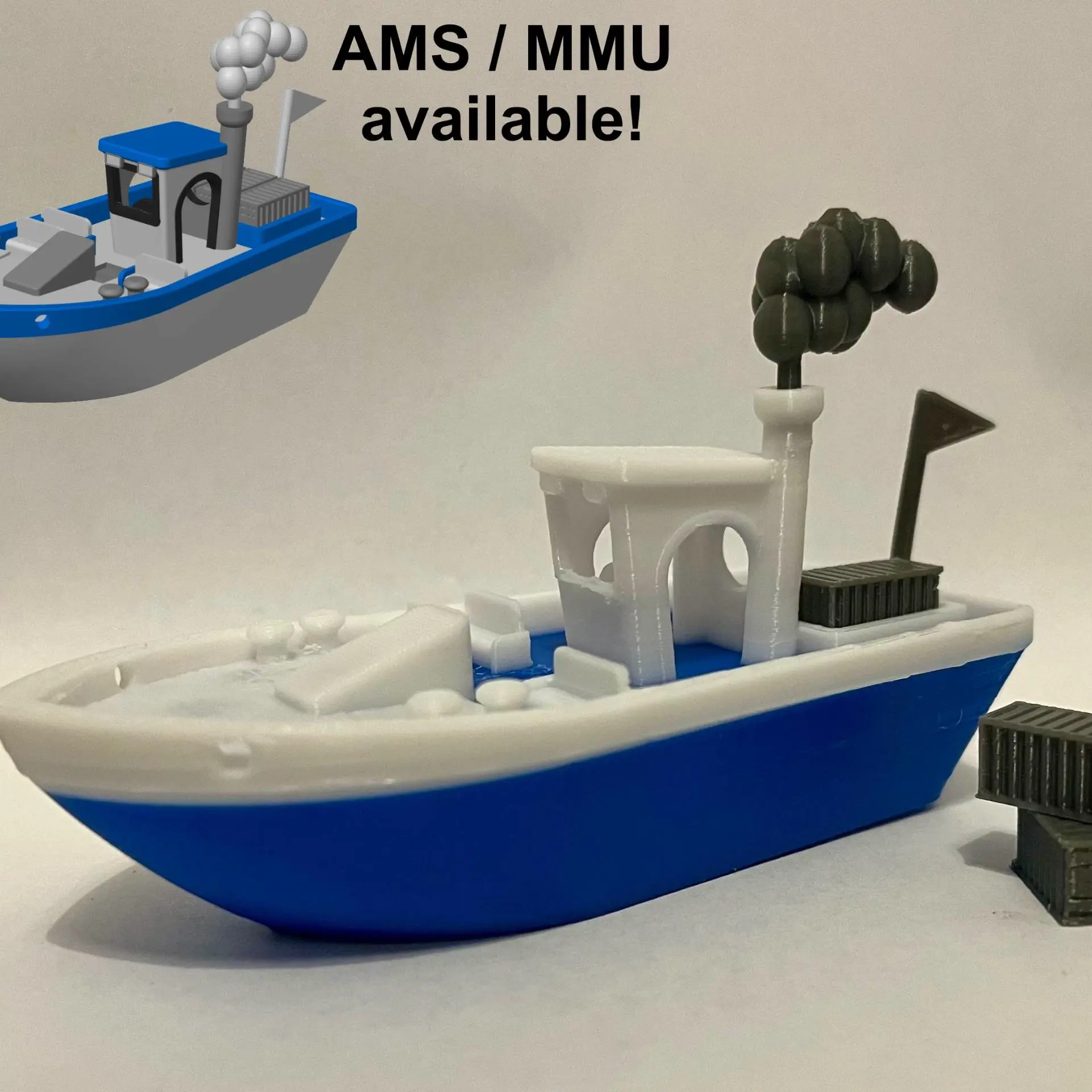 Stable floating Benchy w. Cargo Smoke & Flag (AMS)