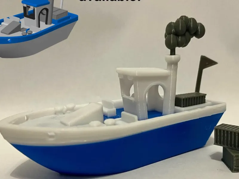 Stable floating Benchy w. Cargo Smoke & Flag (AMS)