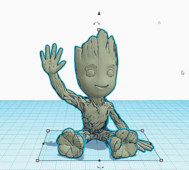 Baby Groot sitzend winkend