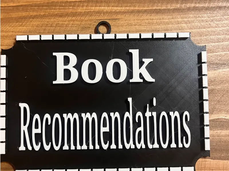 Book Recommendations – Decorative Wall / Bookshelf Sign