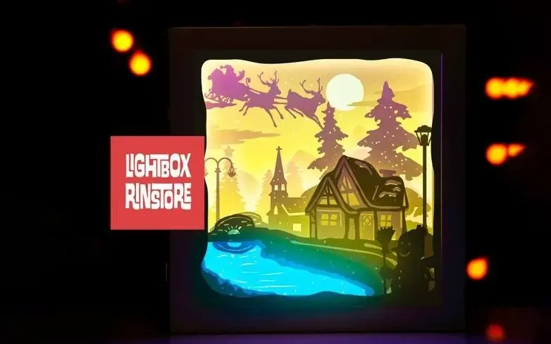 Santa Claus gives gifts V3 lightbox (shadow box)