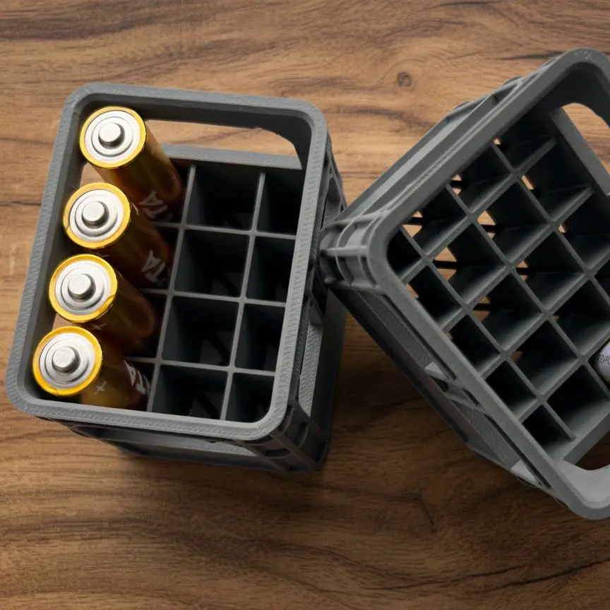 AA and AAA organizer shaped like a beer crate