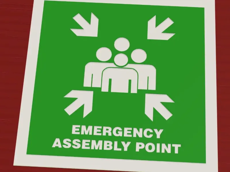 Emergency assembly point sign