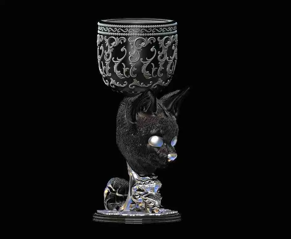 Deluxe Ornamental Cat Goblet Chalice