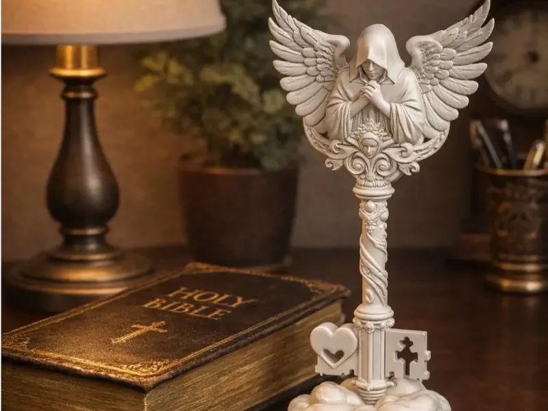 مفتاح الإيمان الحارس – تمثال ملاك الصلاة للمكتب