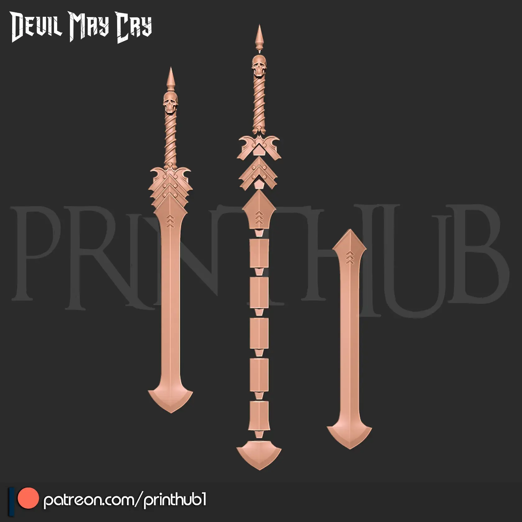 Baul & Modeus swords from devil may cry 2007 for cosplay stl