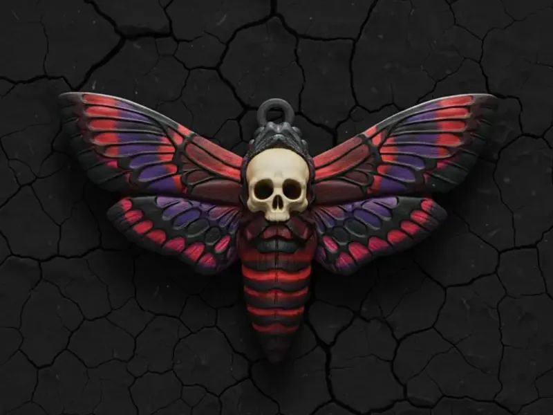 MOTH WITH SKULL - KEYCHAIN.