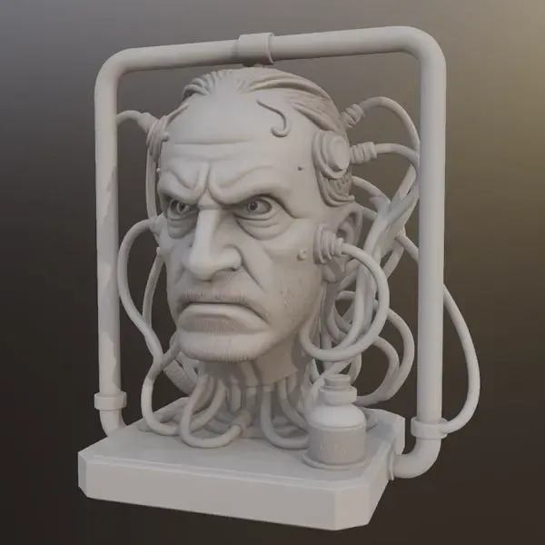 Buste de tête neural cyberpunk STL