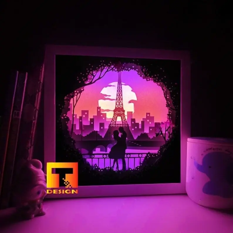 Love on the Seine in Paris light box