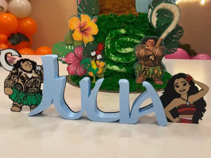 🌀 Moana Themed Personalized Name "Julia" - 3D Standing Sign