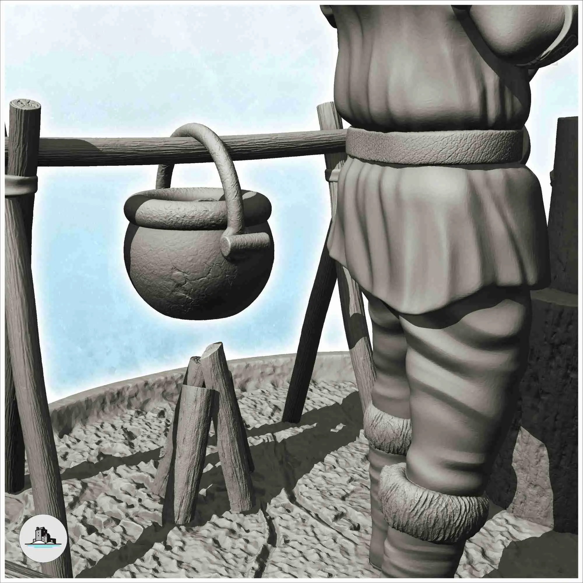 Medieval lumberjack with axe and stew (13) - scenery medieva