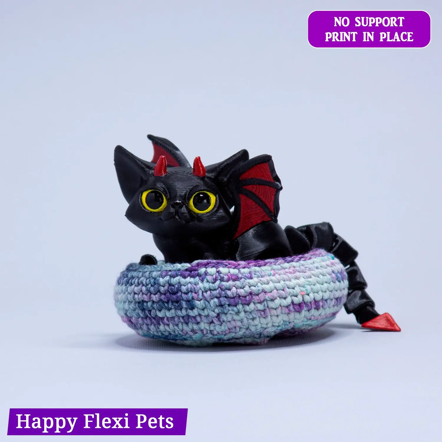 Malacoda the demon cat - articulated toy by Happy Flexi pets