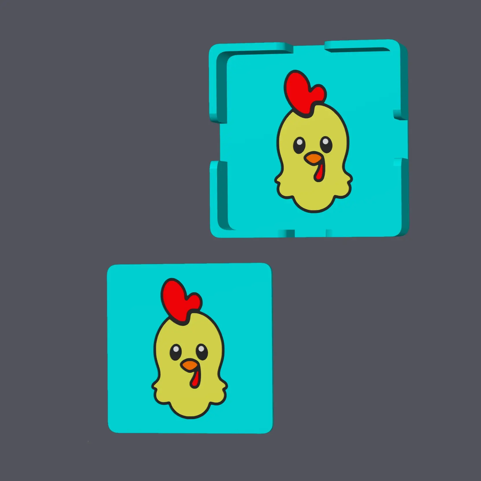 Rooster Head - Farm Animals - Square Coaster with holder