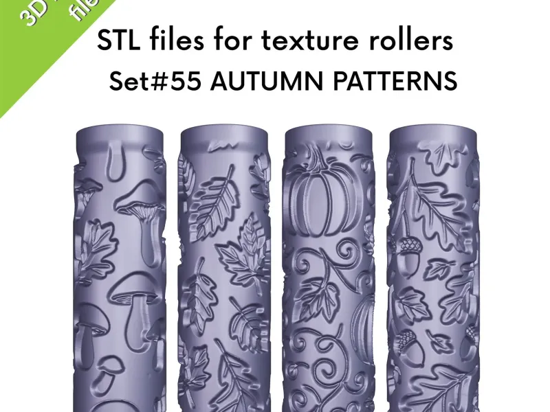 Fall Texture Rollers: Autumn Leaves, Mushrooms, Pumpkin,
