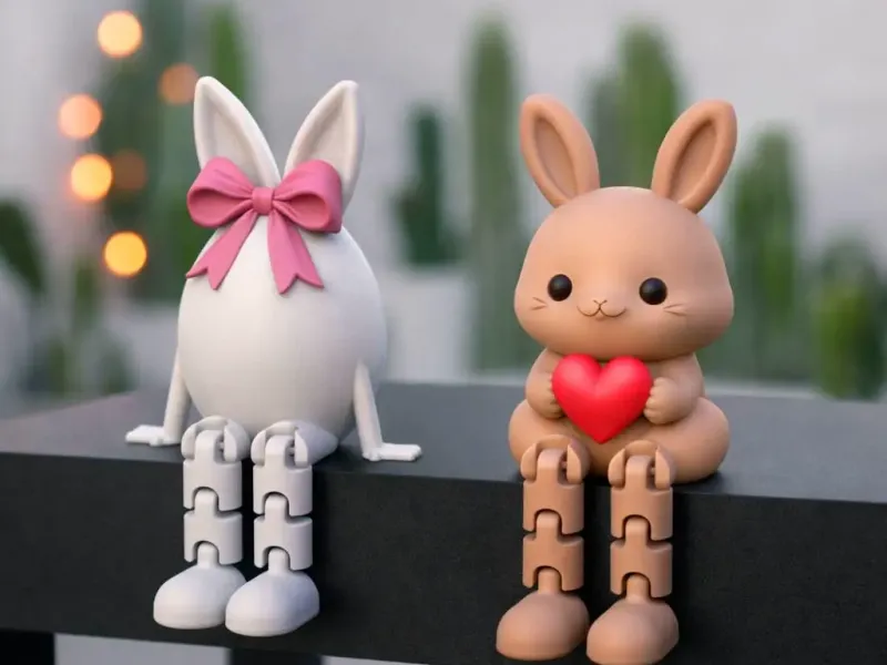 Flexi Osterdeko | Gelenkiger Herz-Hase & Schleifen-Ei-F