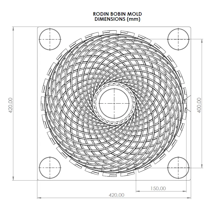 FAMILIAS DE MOLDES DE BOBINAS - 400 X 400 X 150 MM 24 VUELTAS