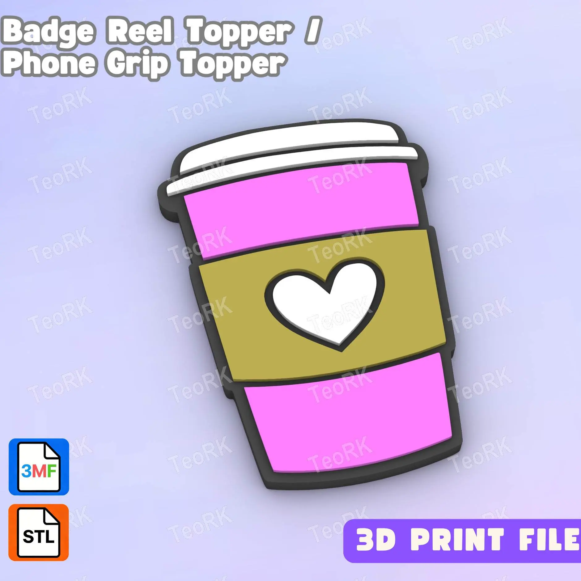 Badge Reel Topper Flat Back I love Coffee