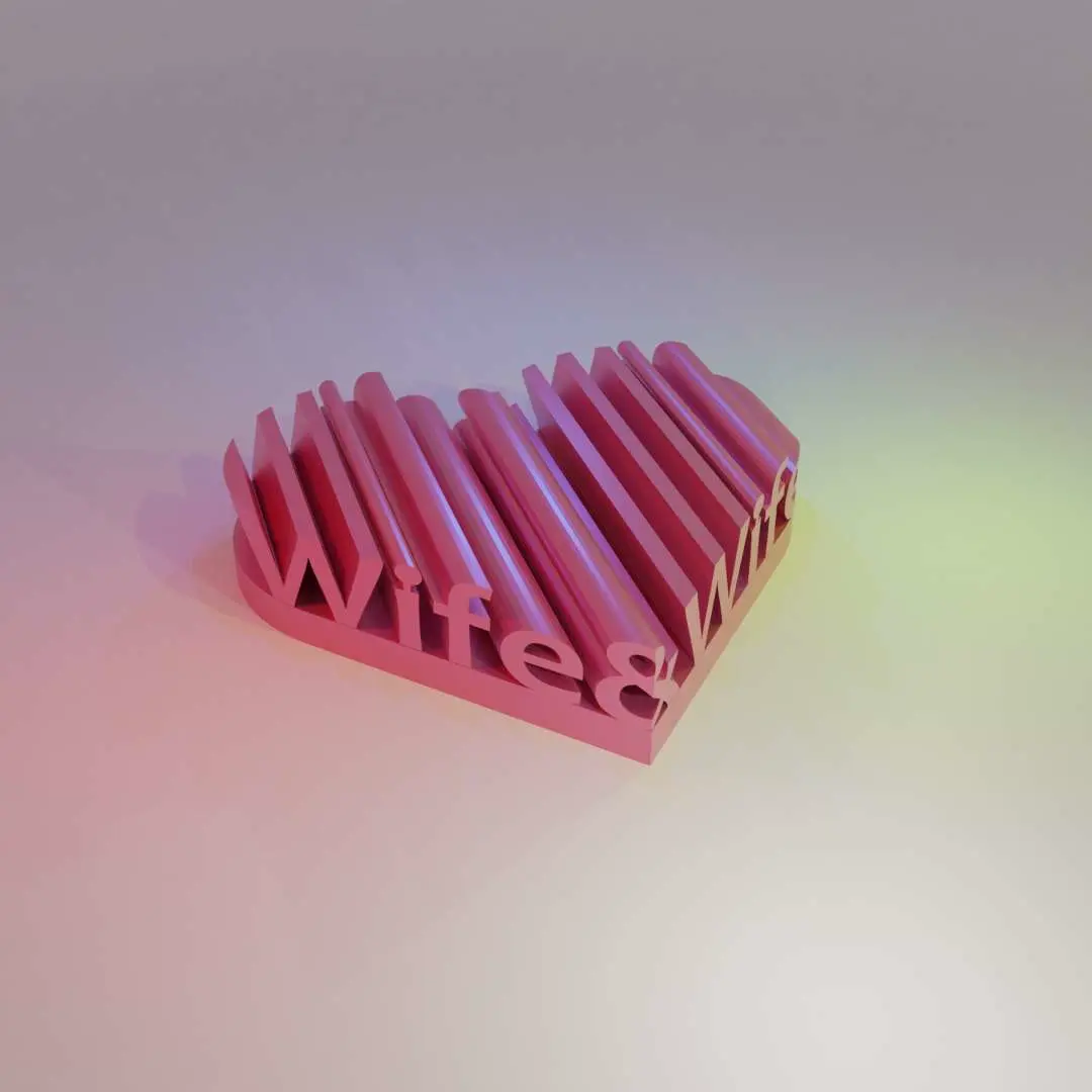 3D WORD SHAPE OF HEARTS (WIFE & WIFE)
