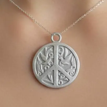 Embossed Peace Sign Necklace