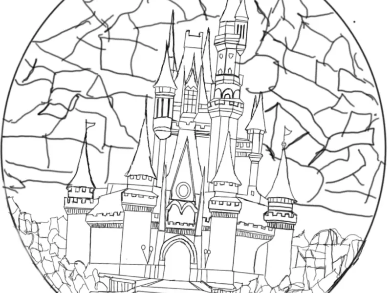 Disney castle stained glass