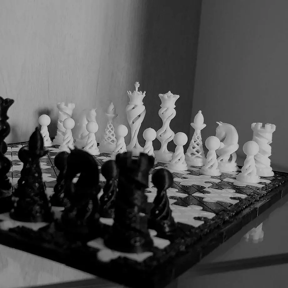 Chess figures with chess puzzle board