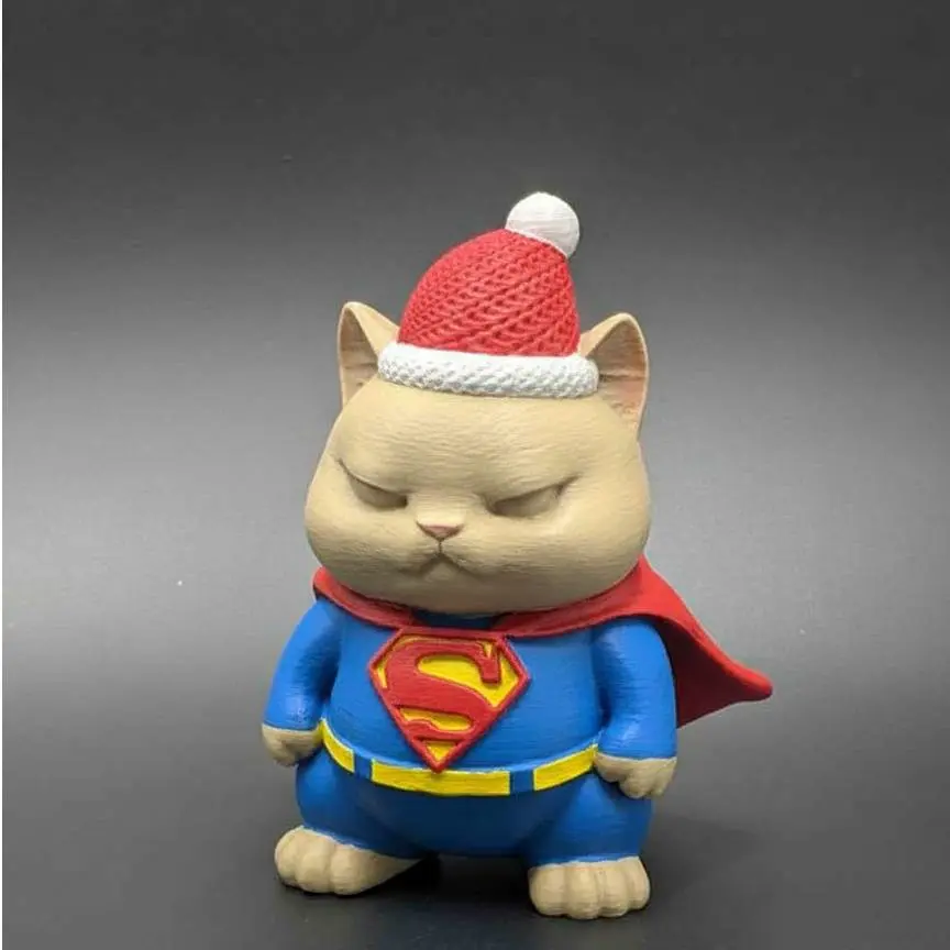 SuperCat Hero – Cute Chunky Cat with Cape Funny 3D Print
