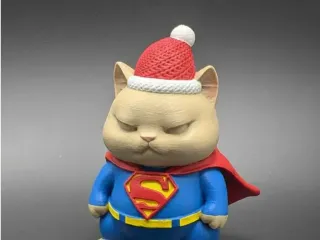 SuperCat Hero – Cute Chunky Cat with Cape Funny 3D Print