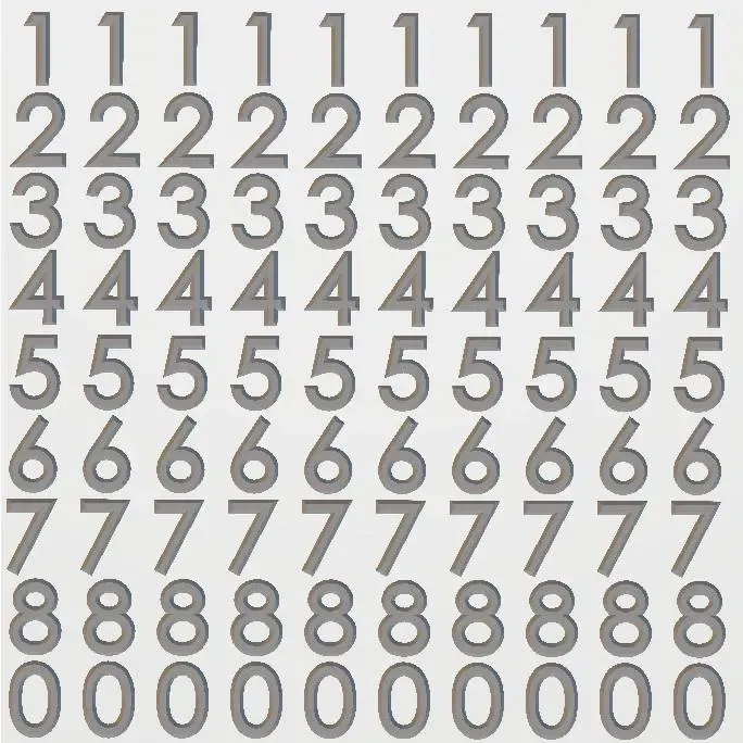Numbers 20mm (10 off each)
