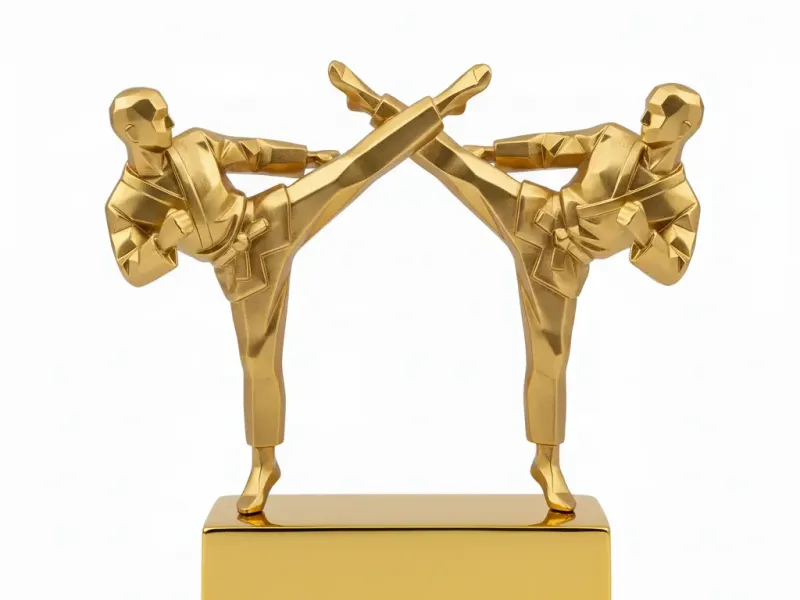 Trophy taekwondo kick fighting