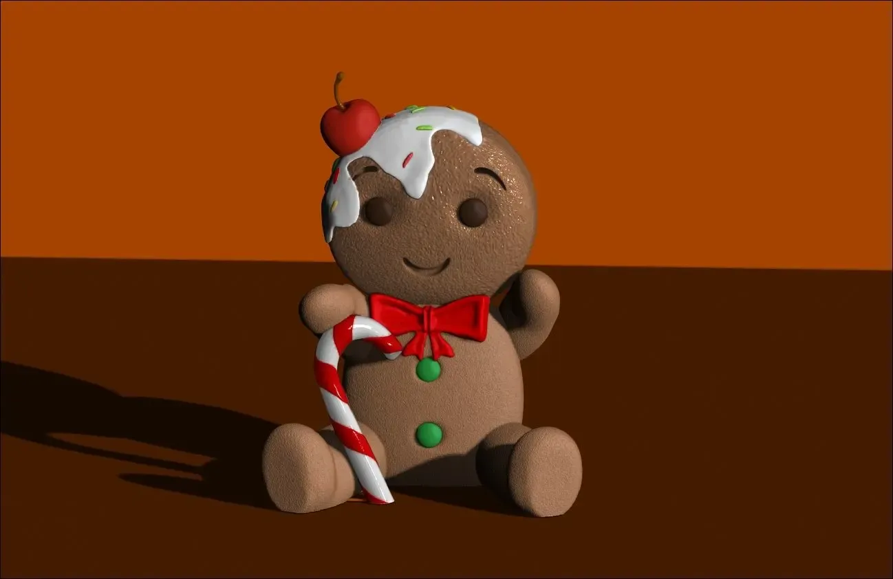 GINGERBREAD BOY WITH CHERRY EASY TO PRINT
