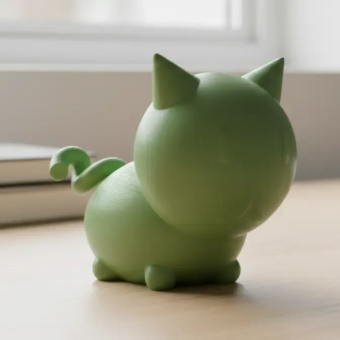 Semplice e adorabile statuetta di gatto (Stampa facile, senza supporti)