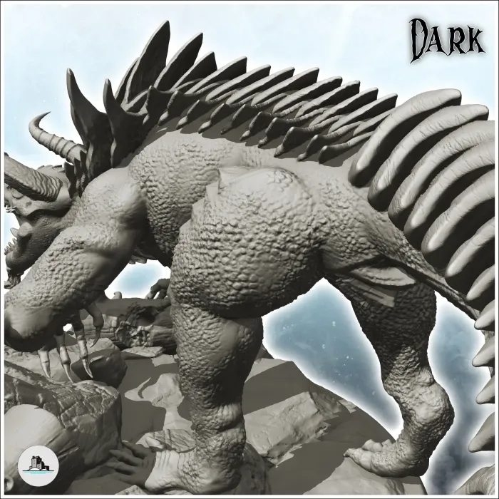 Characters & Creatures STL Download - Dragon with double horns and ...