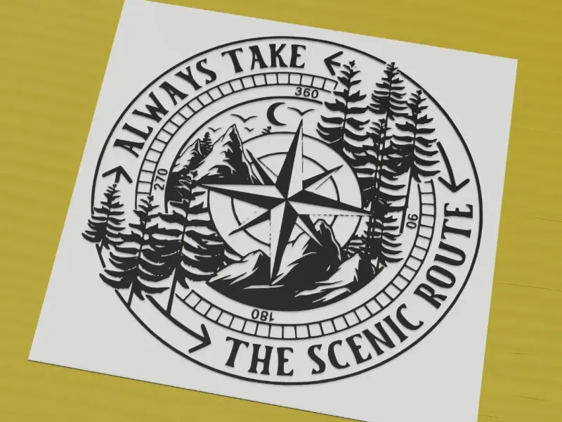 Always take the scenic route compass mountain design