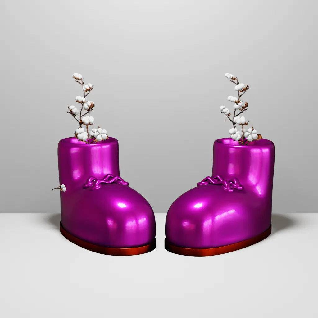 SHOE-LOOK FLOWERPOT AND PENCIL CASE