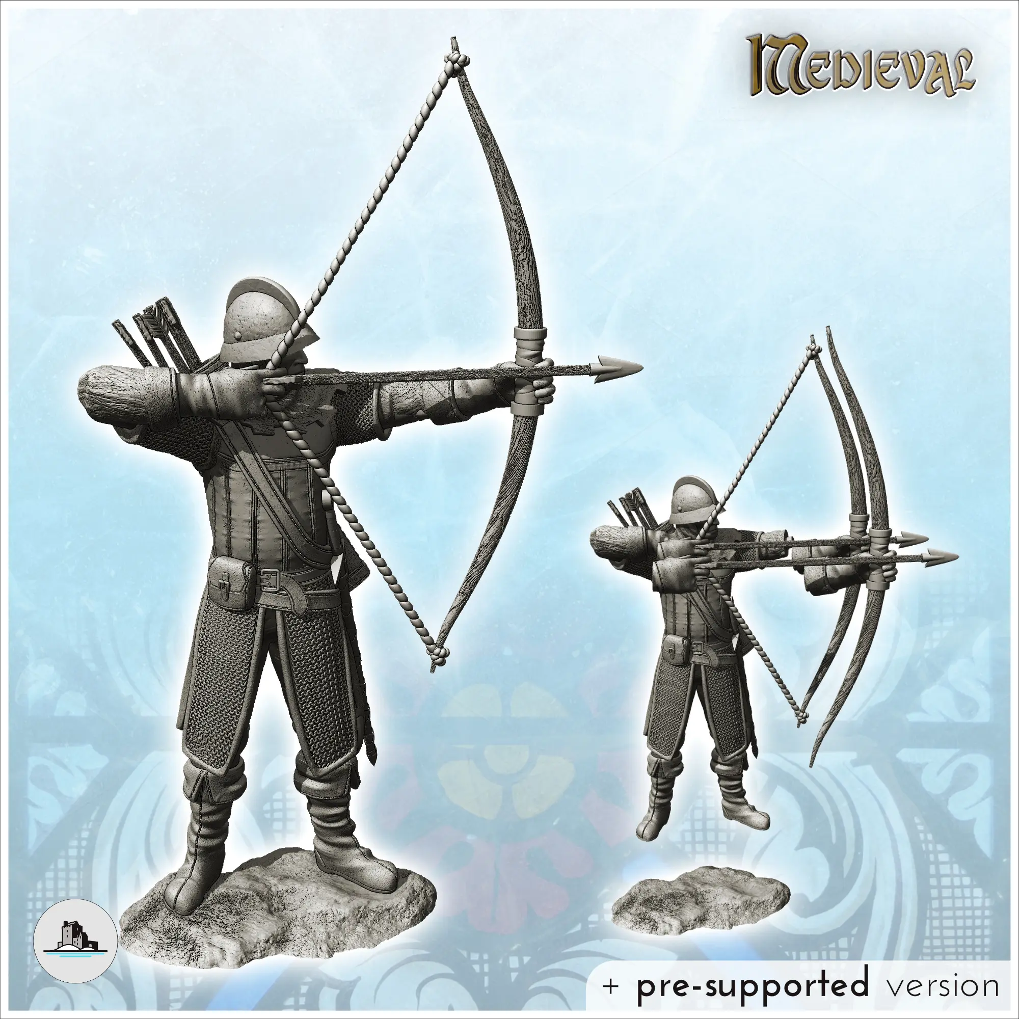 Tiro com arqueiro medieval (com duas versões de arcos (22) - m