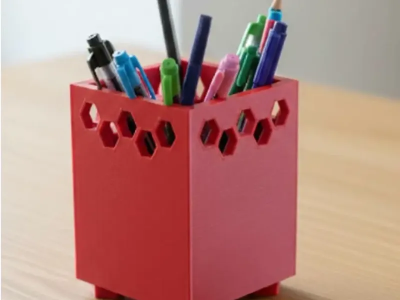 Geometric Hex-Pattern Desktop Organizer