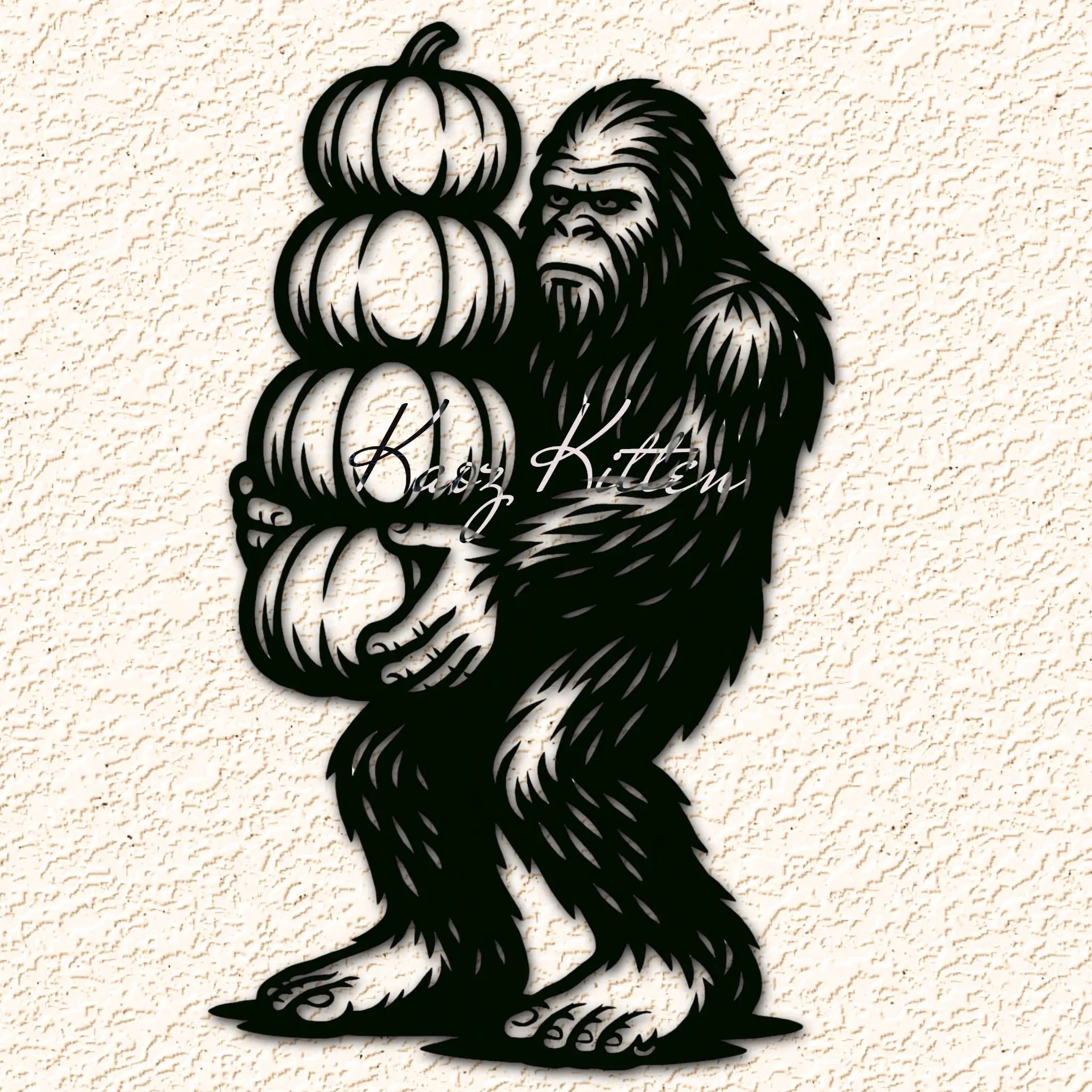 Sasquatch Seasonal Pumpkin Stash Wall Art Home Decor